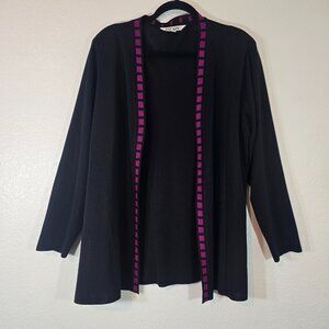 Howard Wolf Escape Vintage Open Front Cardigan Women XL Acrylic Black Classic